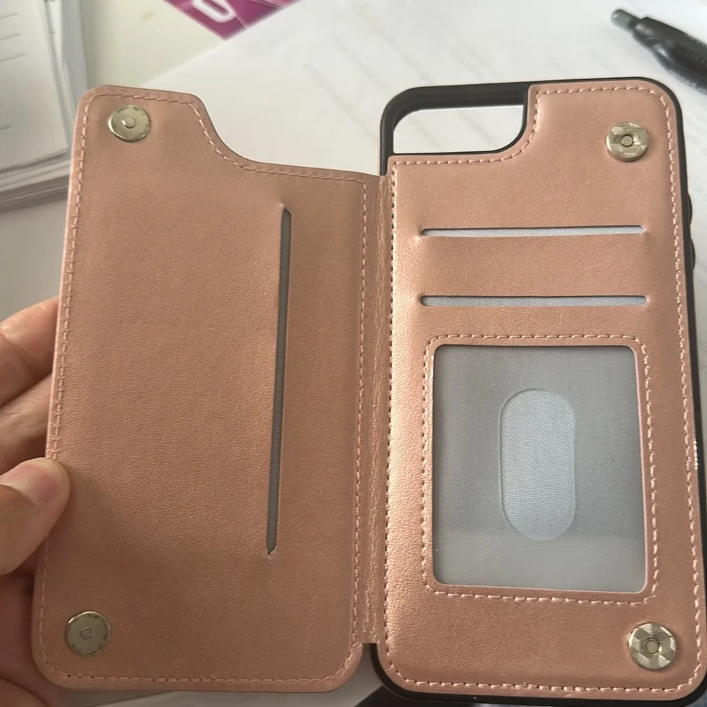 Rose Gold Embossed IPHONE14 PROMAX Case WITH CARD HOLDER